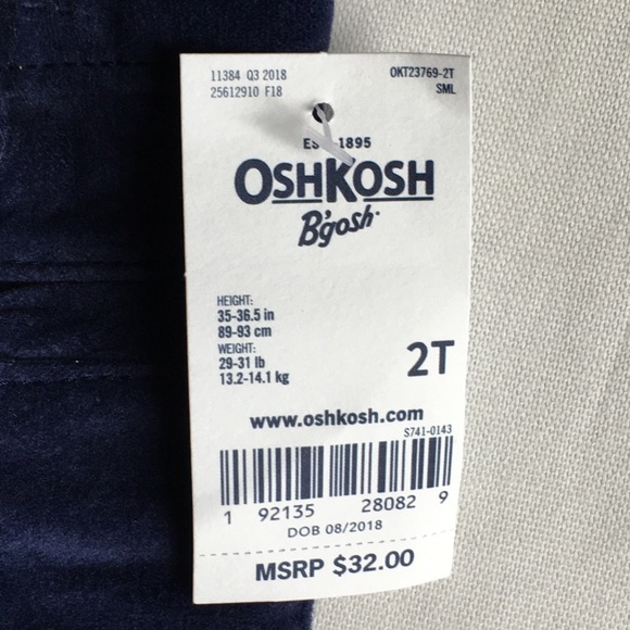 Girls pants size 2T NWT blue corduroy skinny Osh K - Picture 4 of 8